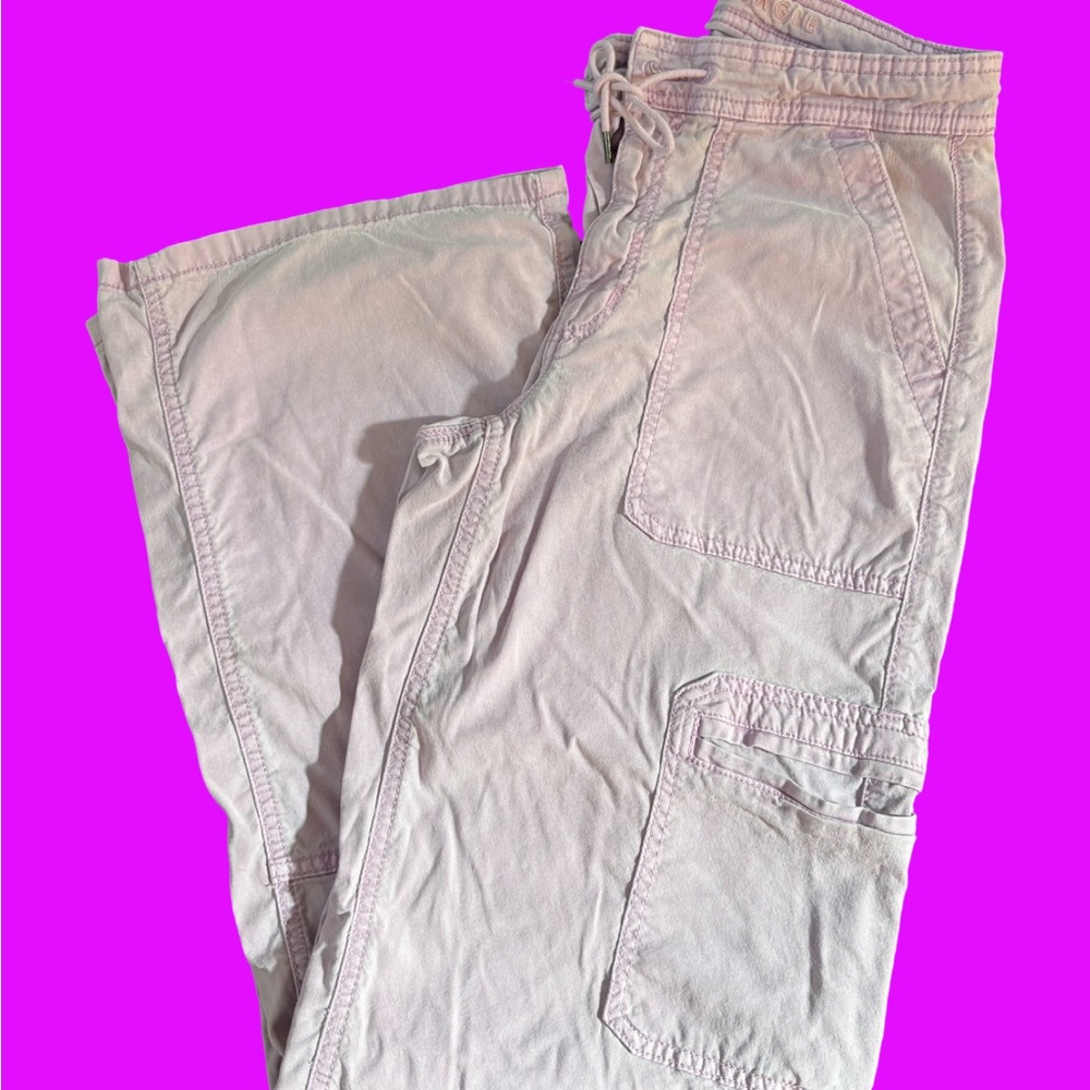 American Eagle lavender wide leg stretch cargo style pants women’s size 2R - Picture 2 of 5